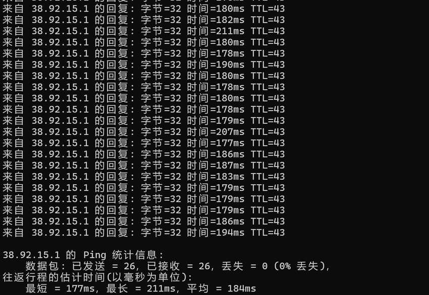 CstoneCloud美国VPS测评 - 本地Ping延迟和稳定性测试