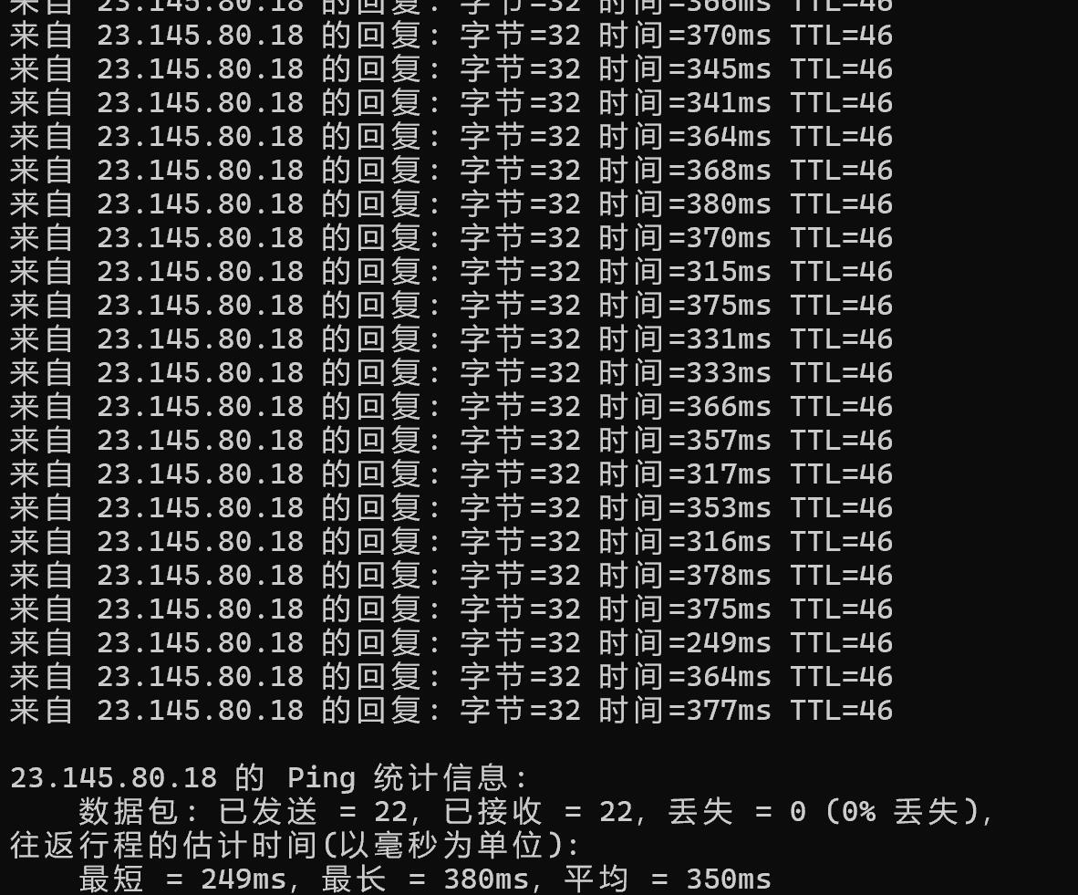 本地Ping平均延迟测试